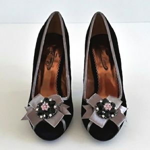 *Poetic Licence London black velveteen heels